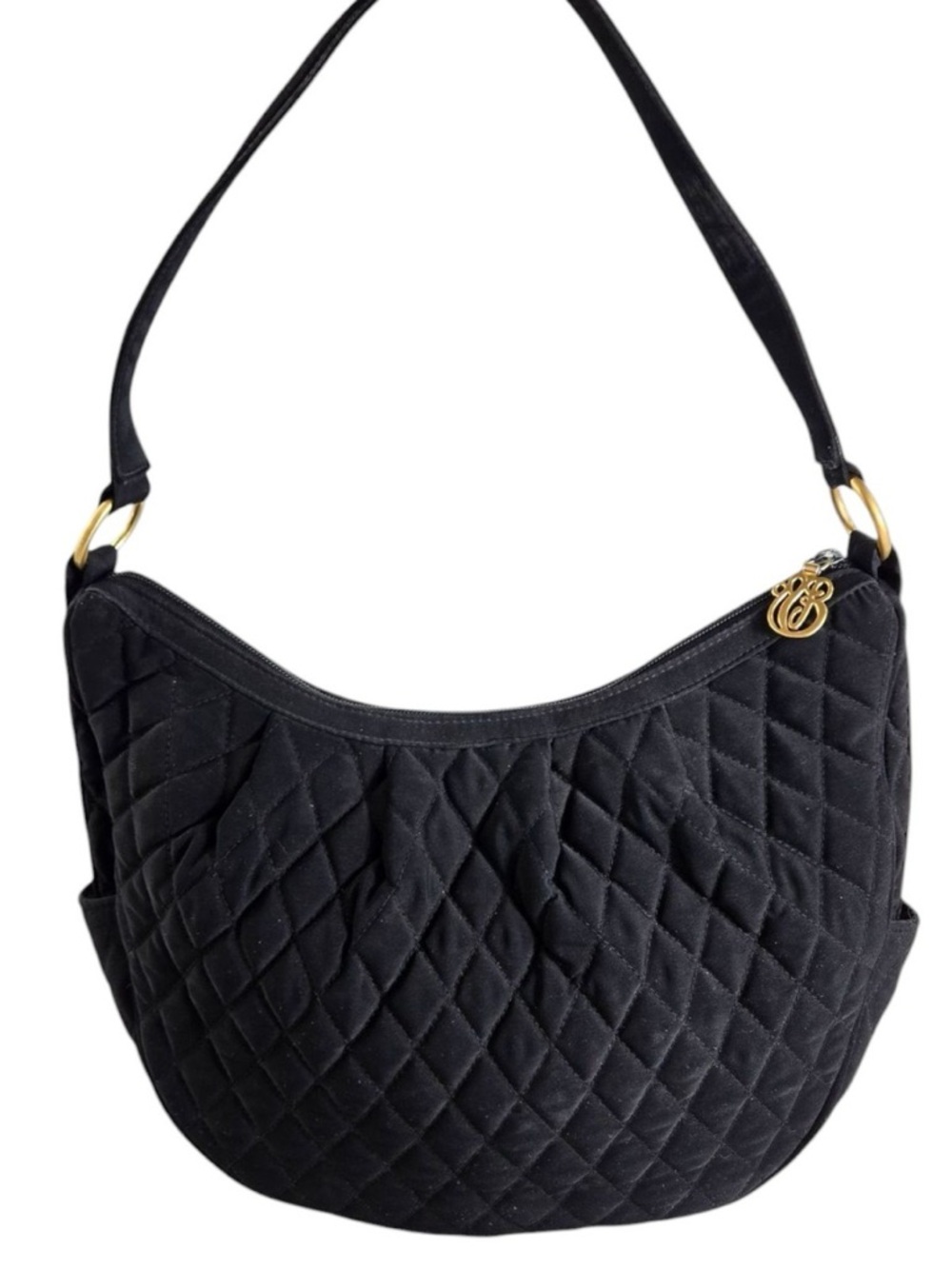 Vintage Vera Bradley | Lilly Slim | Black Microfiber | Hobo Shoulder Bag